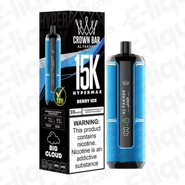 Al-Fakher-Crown-Bar-Hypermax-15000-Puffs-Berry-Blue